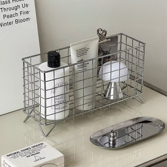 리빙공감 다용도 철제 수납 바스켓, 실버, 1개