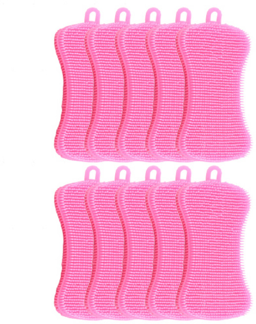실리콘 수세미 핑크, 10개, 1개입