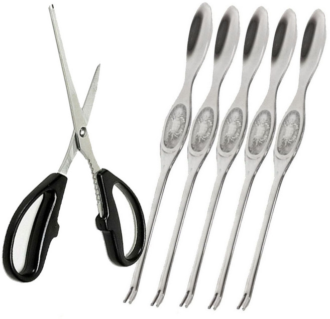 투에이산업 게살 가위 + 포크 5p, 1세트, 혼합색상