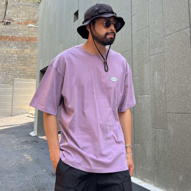 파이브라지 남성용 통기성 빅사이즈 오버핏 패치 옆라인 절개 포인트 반팔 티셔츠