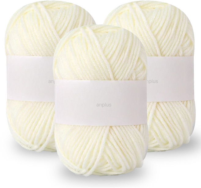 앙플러스 퐁실한 구름 뜨개실, 바닐라크림, 3개