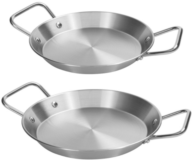 키친아트 올스테인레스 빠에야팬 2종 세트, 18cm + 20cm, 1세트