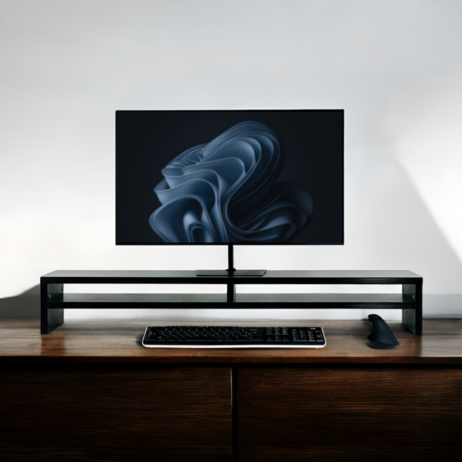 스튜디오칼츠 2단 모니터 받침대 듀얼 KA-02, 블랙