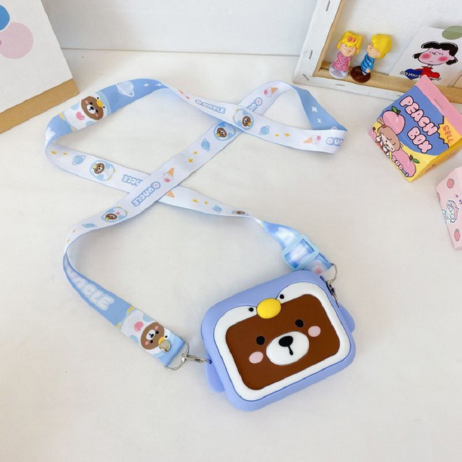 꾸미떼르 실리콘 곰돌이 크로스백 미니 파우치