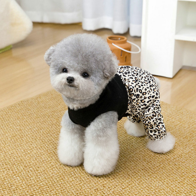 파스텔펫 반려동물 호피 버튼 올인원, 아이보리, 1개