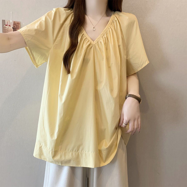 인피어스 셔링 브이넥 심플 블라우스 I263-0150