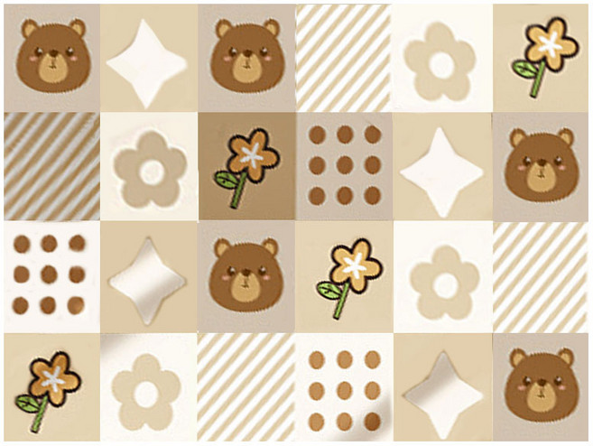 PVC防水寵物地墊, 小熊花花, 1個