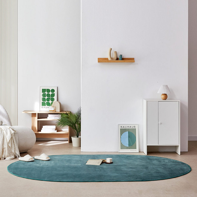 노크노크 밀키 방수 극세사 거실 러그 카페트 타원형