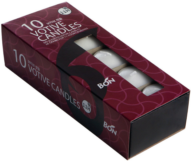 본캔들 보티브 미니양초 흰색, 무향, 380g, 1개