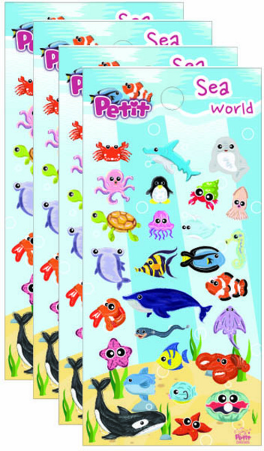 쁘띠팬시 바다세계 시즌 스티커 DA5565, 4개, 혼합색상