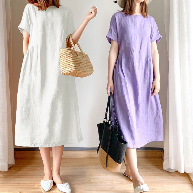 엘쏘 여성용 여름 시원한 캐주얼 등하원룩 반팔 원피스 2종 세트