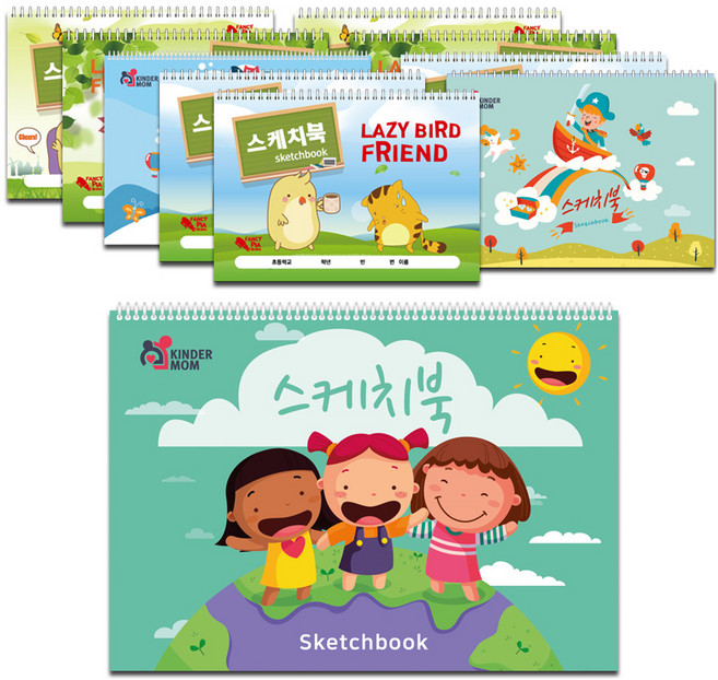 킨더맘 도톰한 캐릭터 스케치북 랜덤발송, 8절, 14매, 10개