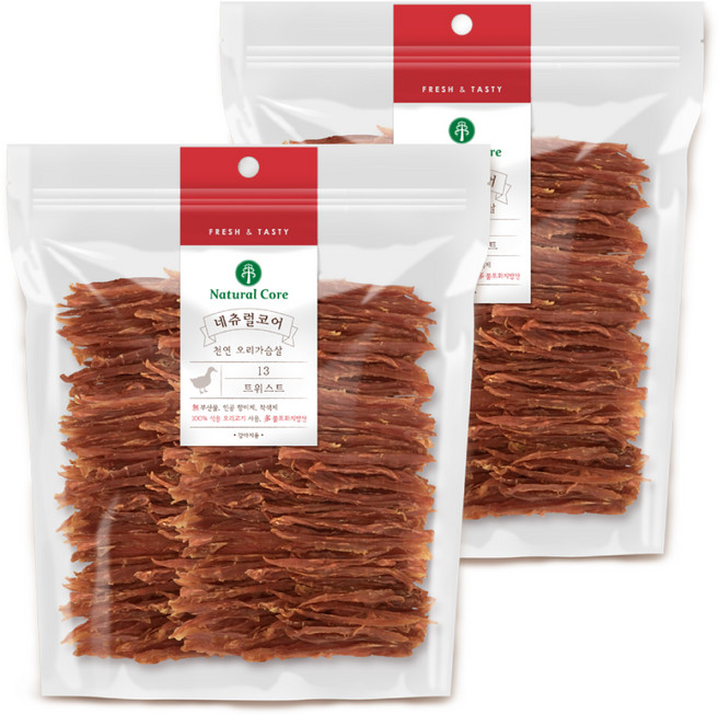 네츄럴코어 강아지 트위스트 간식, 오리가슴살, 400g, 2개