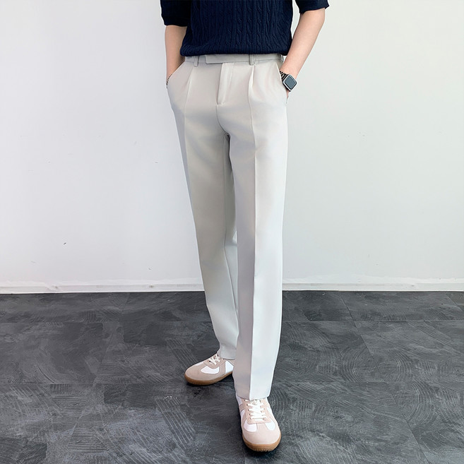 CONFIAR 男士舒適彈性防皺半寬鬆西裝褲 TC2613