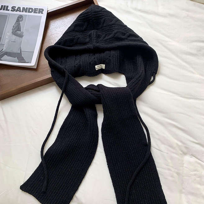 소리달 하일리 쭈리 스트링 니트 겨울 후드 머플러