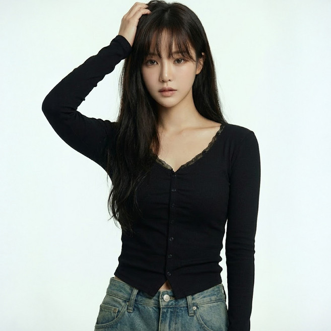 ViVEMO 女款 Mode Ella 蕾絲V領開襟衫 12424