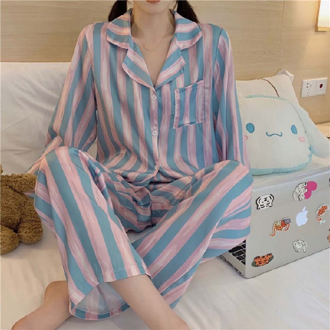 2Estar 女款條紋四季睡衣上下套裝