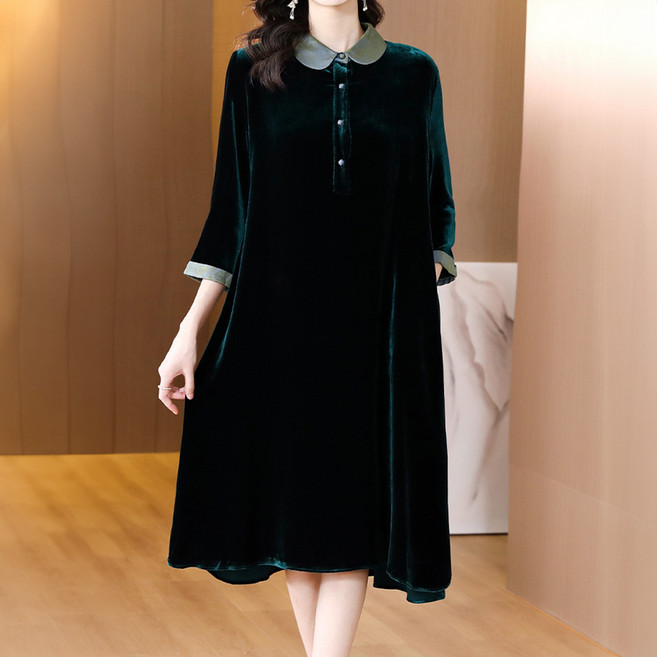 ATTERLIC Ellegant 優雅大尺碼絲絨連身裙 10870, 綠色