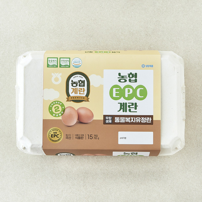 농협 EPC 무항생제 인증 동물복지 유정란 780g, 1개, 15구