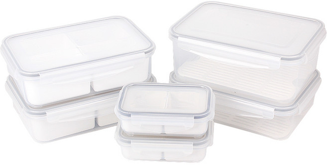 제오닉 칸칸이 살림사리 밀폐용기 6종 세트, 1세트, 2칸 480ml 2개, 4칸 1.5L 2개, 물받이 1.5L 1개, 물받이 2.0L 1개