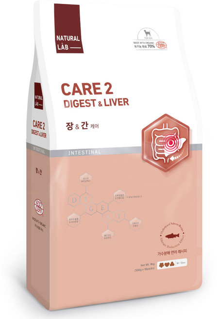 네츄럴랩 강아지 케어 유기농 기능성 사료, 간+장건강, 9kg, 1개