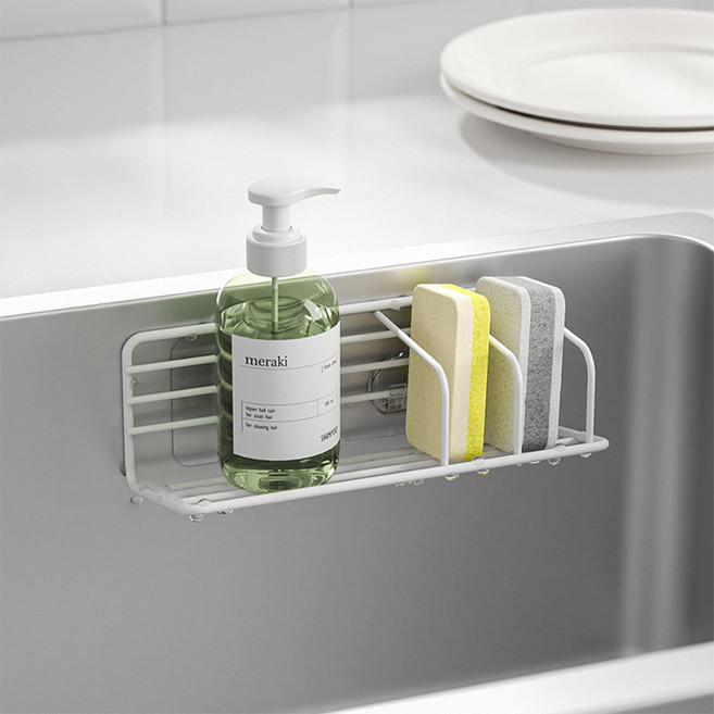 메오 주방 싱크 부착식 수세미 보관 거치대, 화이트, 1개