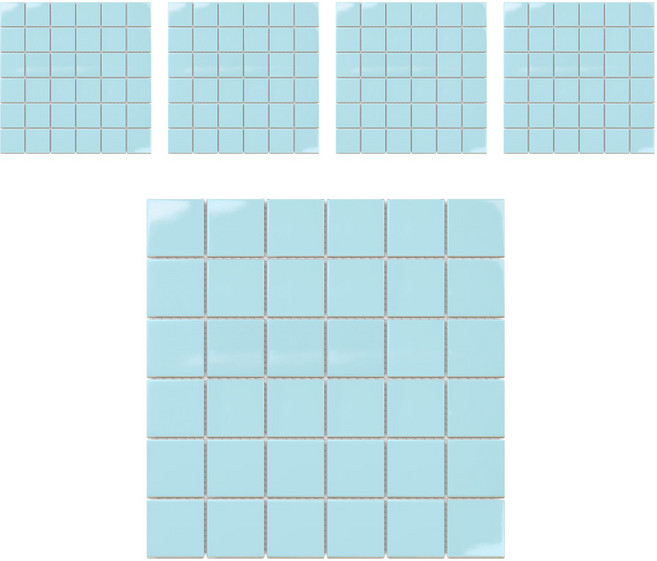 모네스페스 자기질 모자이크 타일 48mm, 유광 스카이, 5개