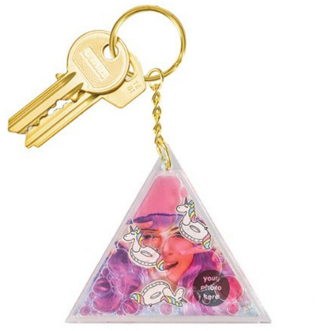 오체어스 삼각 글리터 열쇠고리 키링, 유니콘, 1개