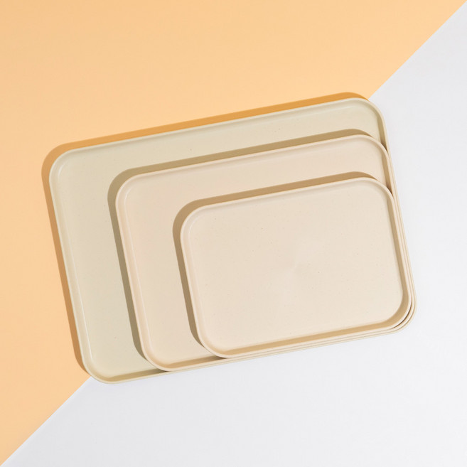 제로웨이스트 파스텔 사각 쟁반 S + M + L 세트, 아이보리, 1세트
