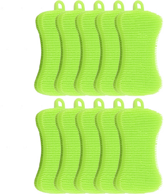 실리콘 수세미 그린, 10개, 1개입