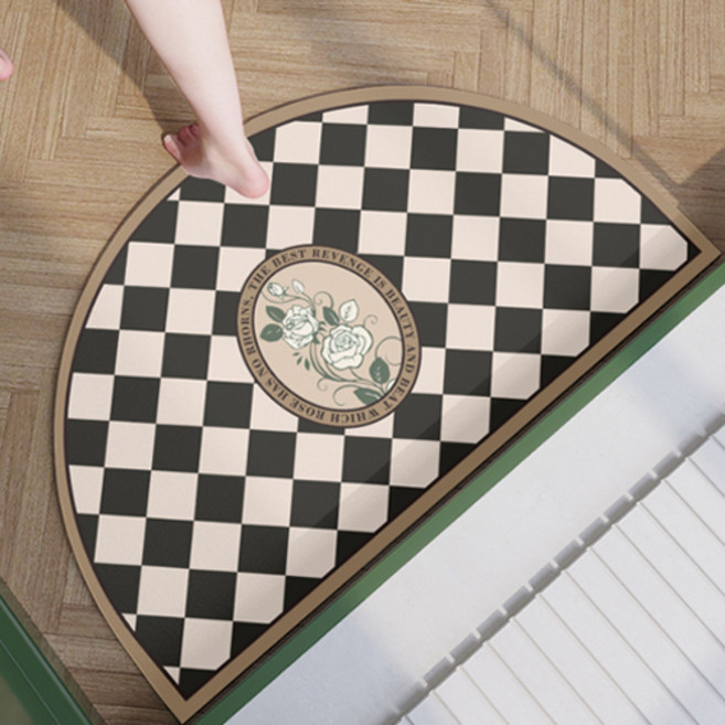 위더홈 플라워 컨셉 하프 문 매트 90 x 60 cm, 블랙, 1개