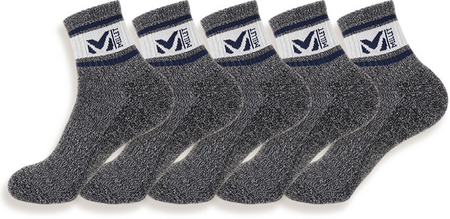 밀레 남성용 파일 쿠션 등산 양말 5족 세트 D, 차콜, 1세트