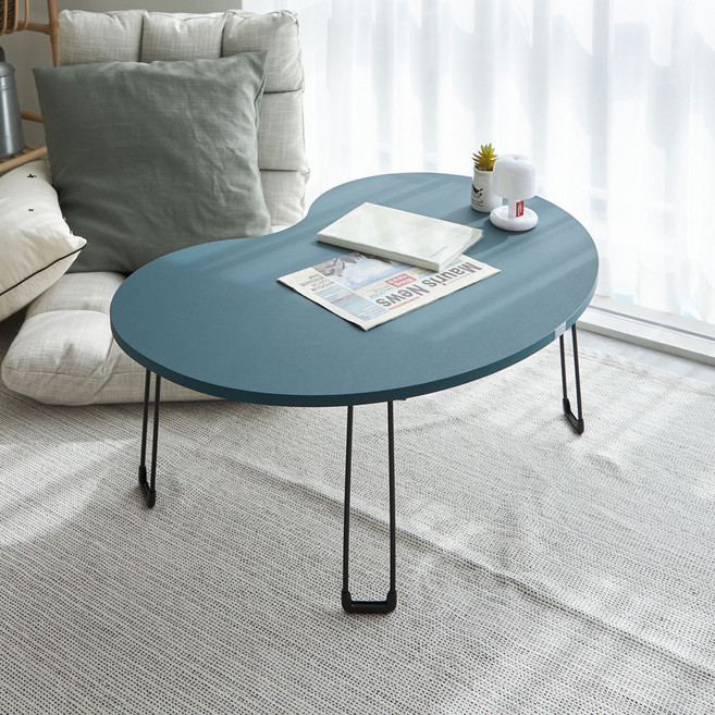 스토리퍼니쳐 국내생산 E0 LPM 7파이 땅콩 테이블, 무광 터키쉬그린