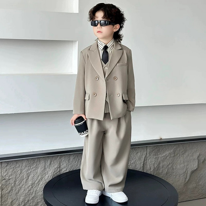 ABF 兒童雙排扣西裝外套條紋西裝套裝