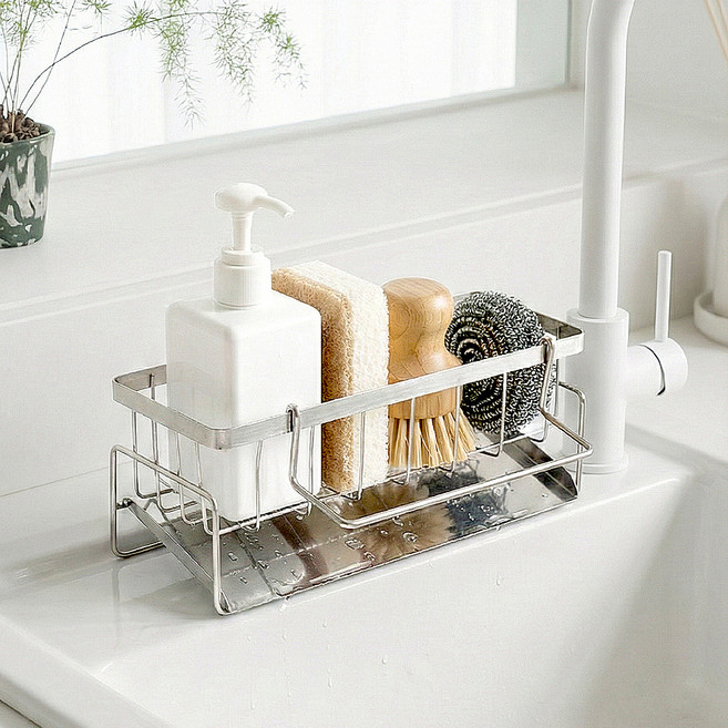 레토 올스테인리스 수세미 거치대 LKD-SR03, 실버, 1개