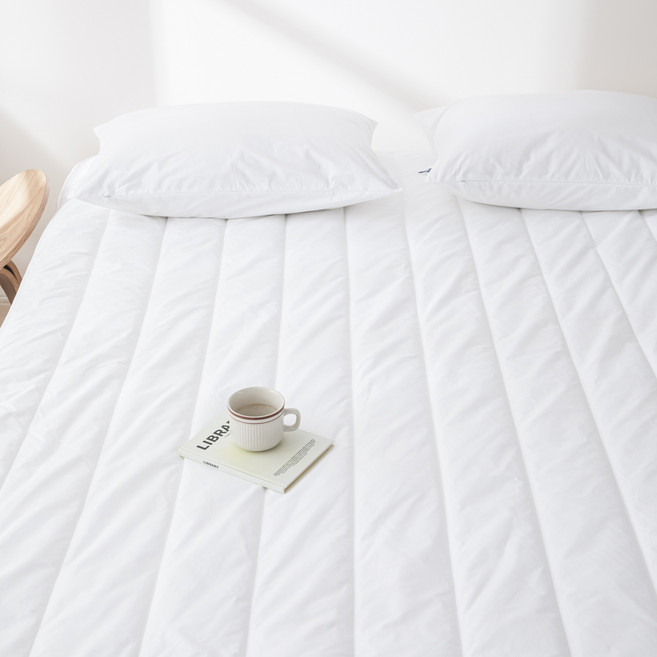 루아베 40수 순면 고정밴드형 침대패드, 화이트