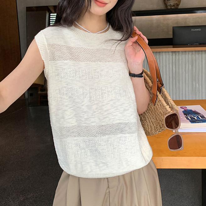 모이르벨라 여성용 썸머 라운드 민소매 니트 O263-0168