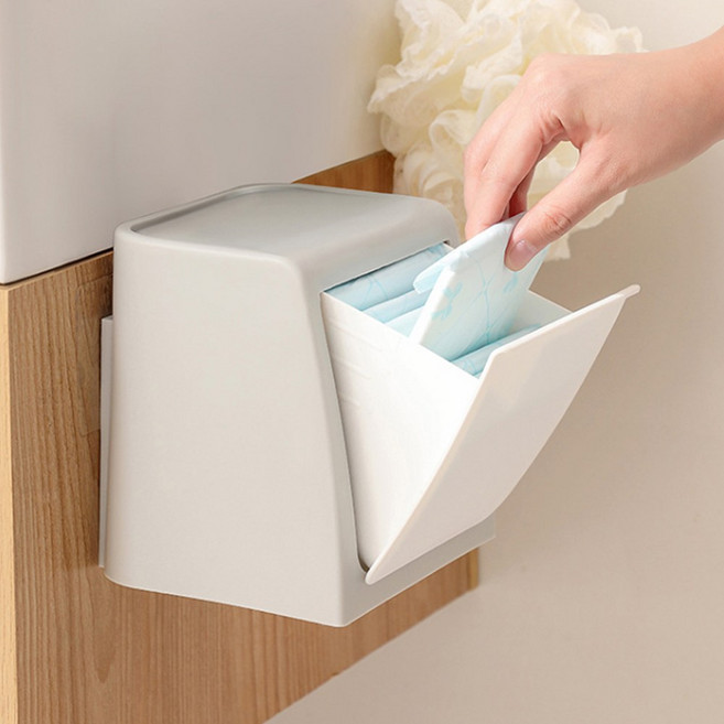 투데이리빙 여성용 원터치 화장실 생리대 보관함 R98382W, 그레이, 1단