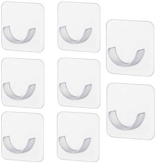 김용석생활연구소 압축봉 무타공 벽부착 고정홀더 B, 투명, 8개