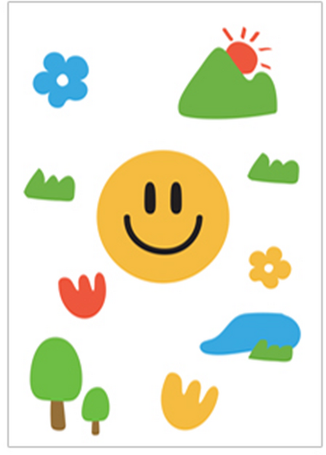 진심디자인 감성 아트웍 디자인캔버스 D 엔조이 키즈 라인 D43 추상도형 스마일, 우드