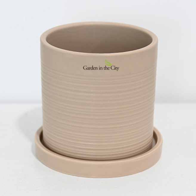 도시정원 파스텔 도자기 베이직 화분 받침세트, 브라운, 1세트