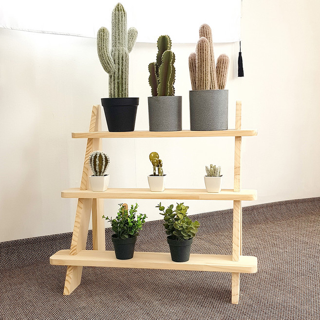 스토니처 원목 화분 정리대, 3단