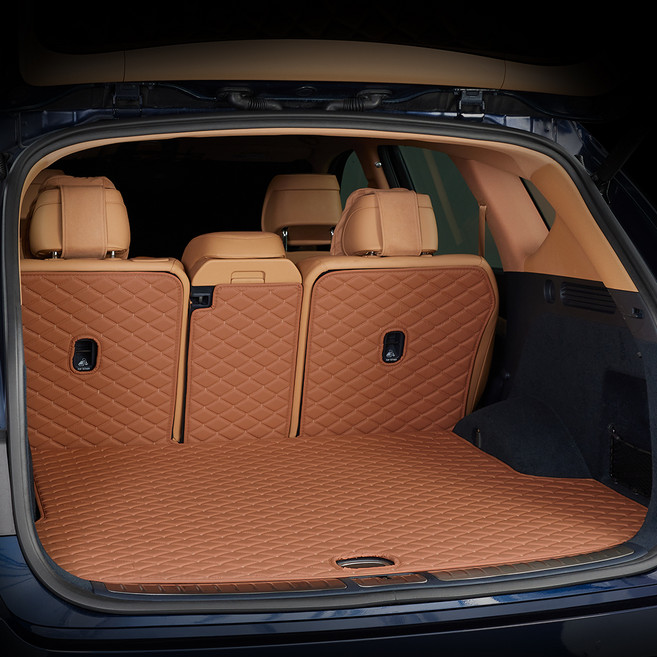 메이튼 차량 순정형 제뉴인 더블 퀼팅 트렁크매트 일체형, 현대 더뉴/팰리세이드 수동폴딩 8인승 (18년12월~), 브라운