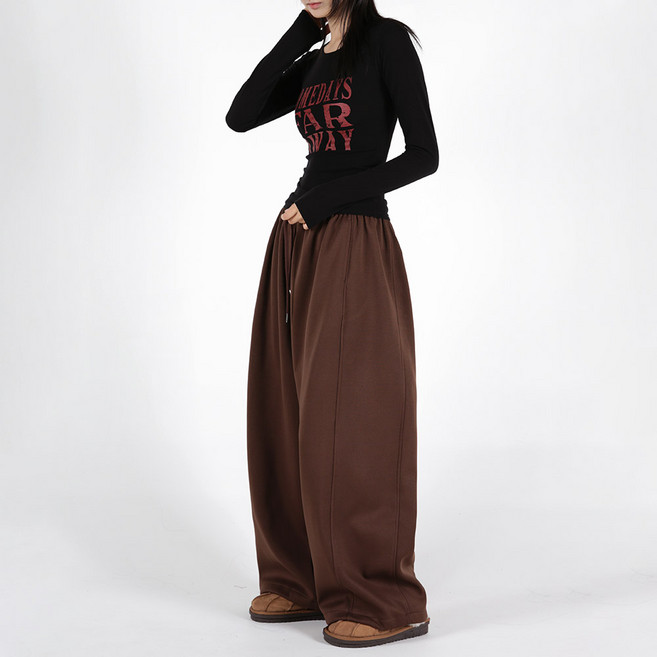 음 여성용 롱/숏 기장 베이직 라인 포인트 와이드 트레이닝 팬츠