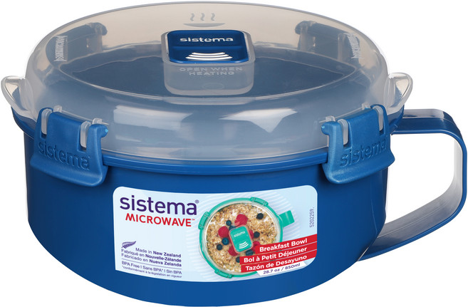 시스테마 전자레인지용 브랙퍼스트 핸들 멀티 찜기 850ml, 인디고블루, 1개