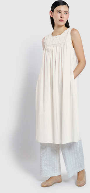 JAJU 여성용 아일렛 민소매 파자마 원피스