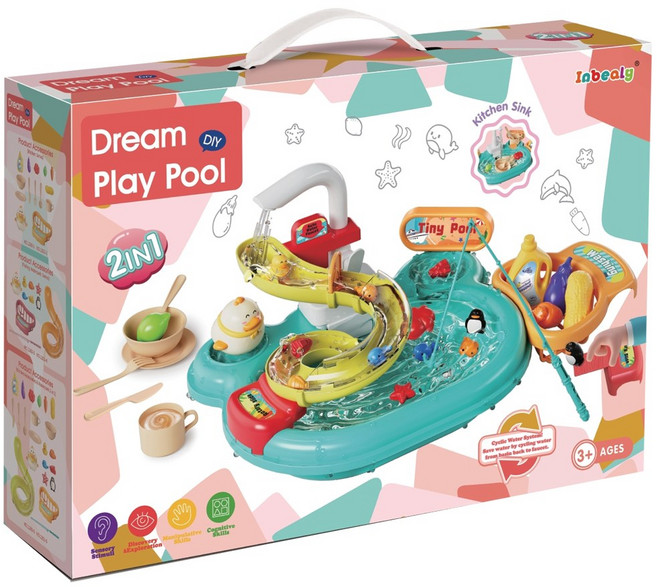 인비얼리 하늘썬별 2 in1 스플래시 워터파크 낚시놀이 주방놀이 inbea12035, 민트, 1개