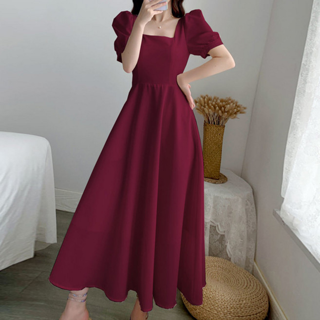 루나걸 여성용 가리아레 스퀘어넥 퍼프 롱 원피스 L26SMOPS031242