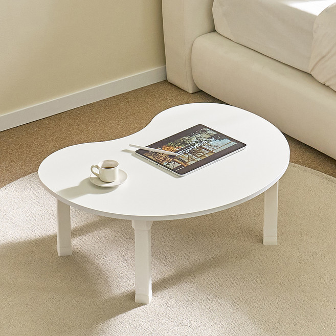 아이캔컴퍼니 LPM 높이조절 강낭콩 800 접이식 테이블 4단, 화이트