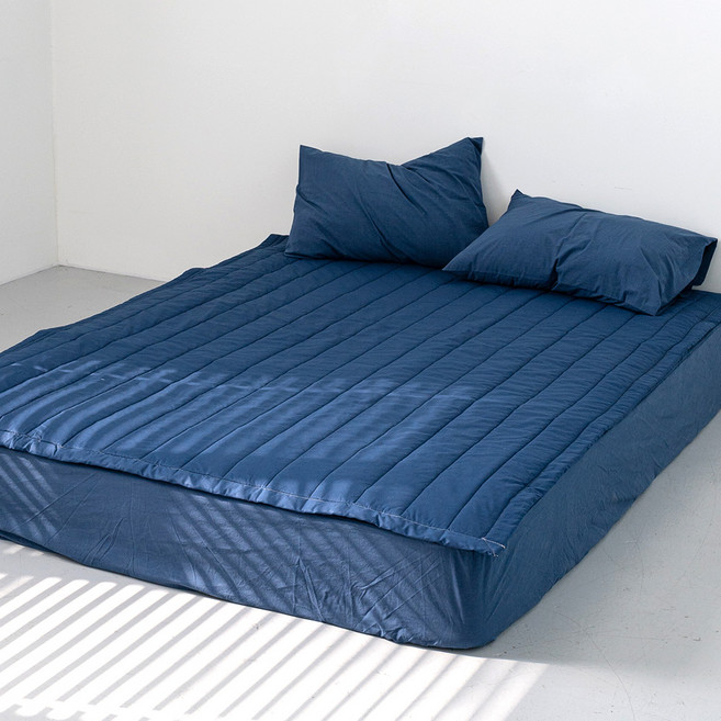 믹스앤매치 데이 코튼 고정밴딩 40수 침대 패드, 다크네이비